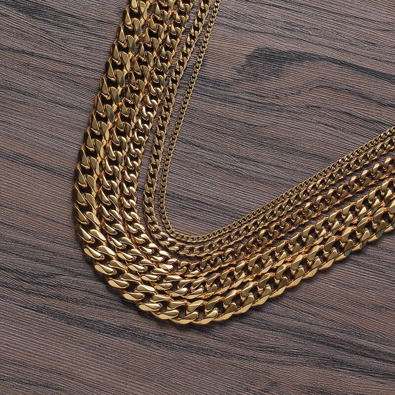 Cuban Link Chain Supplier - collar de cadena de eslabones 18k oro acero inoxidable