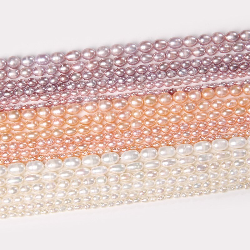 Freshwater Pearl Beads Supplier - Fine Orange Purple White Rice Loose DIY
