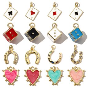 Heart Charms Supplier - a Poker Cute Drop Earrings Pendants DIY Keychains