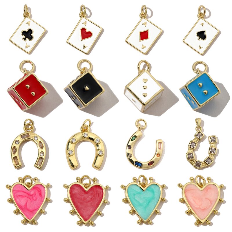 Heart Charms Supplier - a Poker Cute Drop Earrings Pendants DIY Keychains