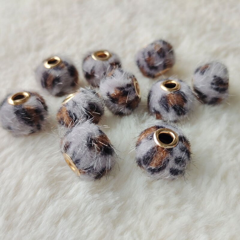 Fur Ball Beads Factory - Plush Covered Straight Hole Charms DIY Pompom