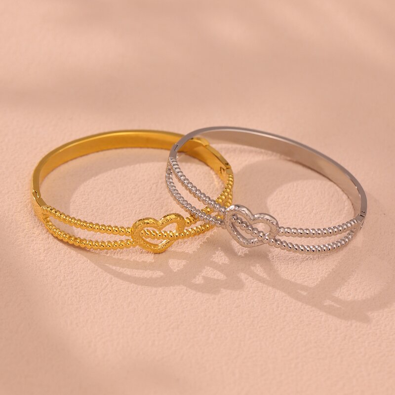 Stainless Steel Bracelet Supplier - Double-line Cross Design Heart-shaped Clasp