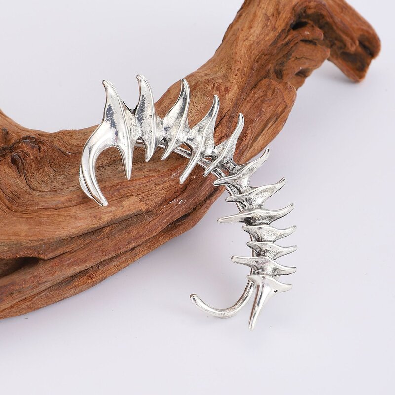 Punk Ear Clip Supplier - Skeleton Spike Silver Color Metal Unisex Ins
