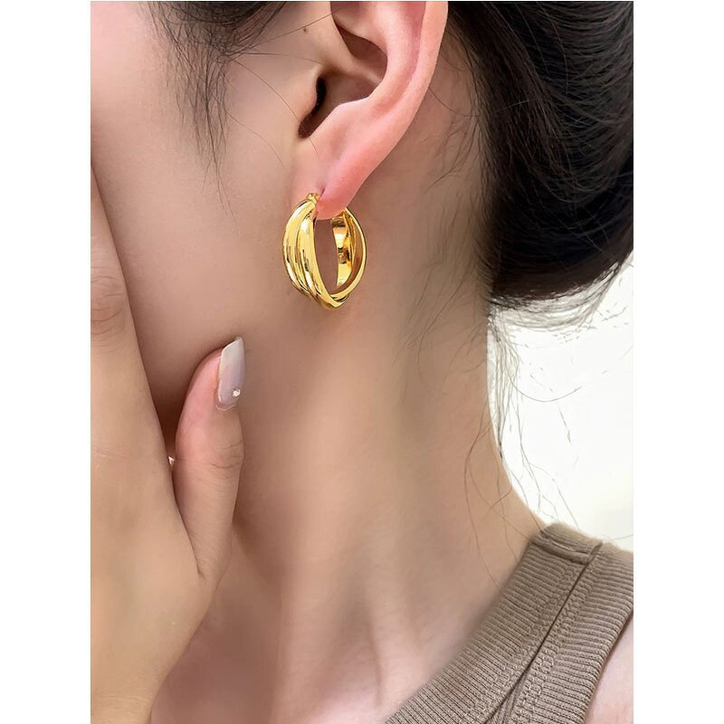 Hoop Earrings Factory - Geometry Twisted Thick Big Round Circle Punk Hiphop