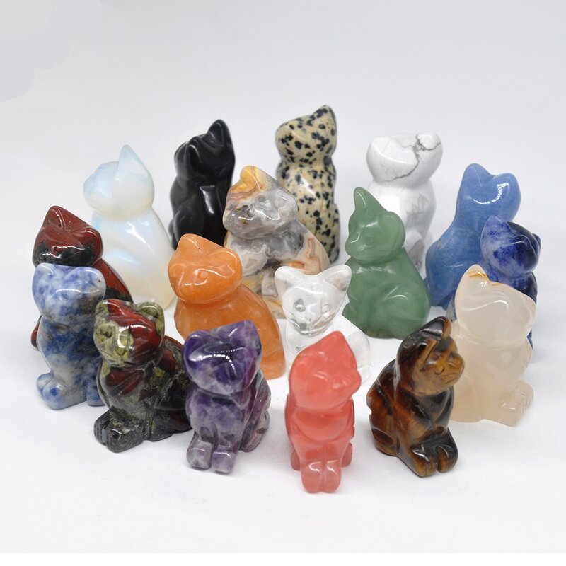 Gemstone Carving Supplier - Wholesale Natural Cat Statue Reiki Animals Figurines