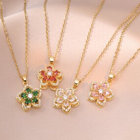 Rotating Bauhinia Necklace Supplier - Zirconia Flowers Niche Light Luxury Temperament