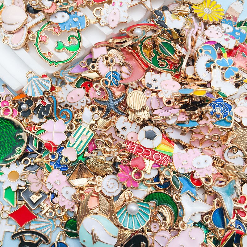 Enamel Charms Factory - Random Mix Drip Oil Cute Flower Animal DIY Bulk