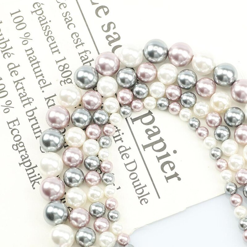 Spacer Beads Supplier - Smooth White Gray Purple Round DIY with Pearls
