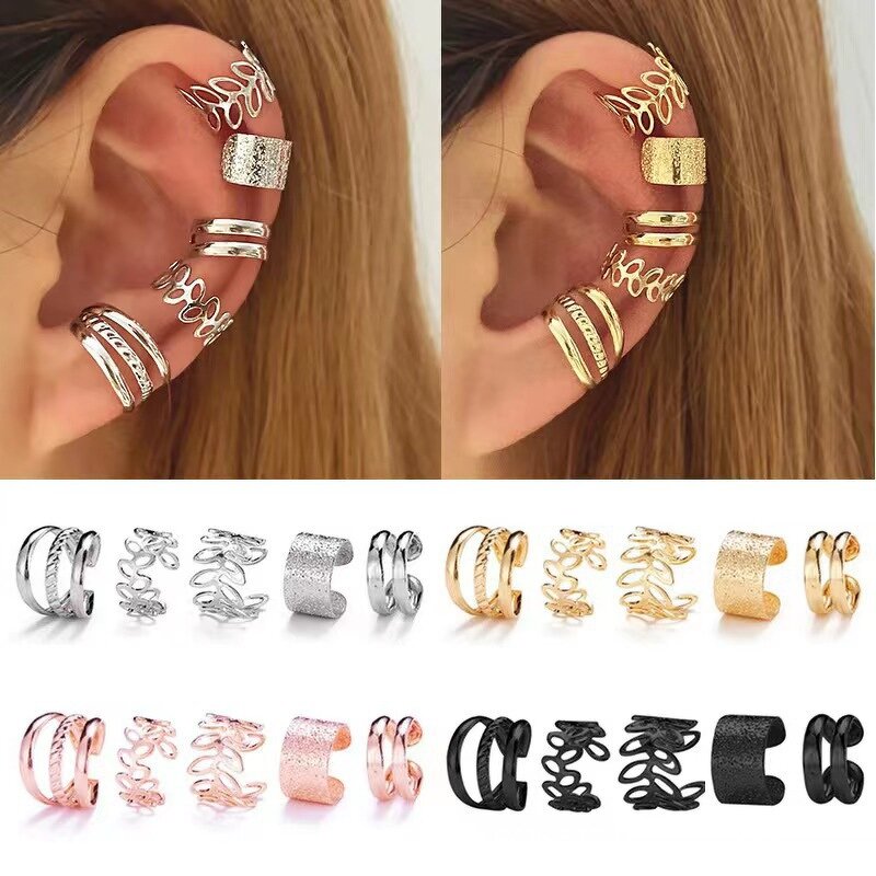 Ear Bone Clip Factory - New Simple No-piercing 5 Piece Set Plated Golden