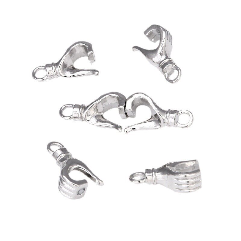 Magnet Clasp Supplier - Alloy Gesture Heart DIY Couple Necklace Magnetic