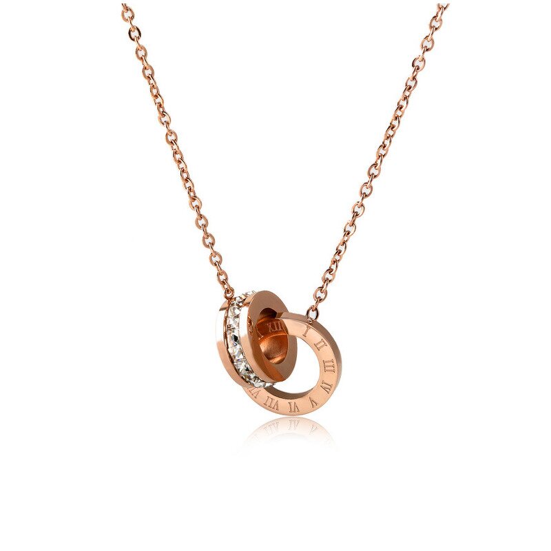 Roman Numerals Necklace Factory - Stainless Steel Inlaid Zirconium Plated Couple