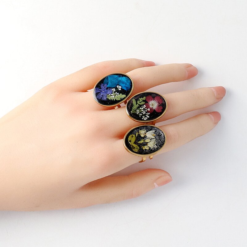 Dried Flower Ring Factory - Handmade Plant Specimen Real Eternal Stainless Steel