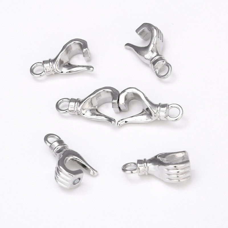Magnet Clasp Supplier - Alloy Gesture Heart DIY Couple Necklace Magnetic