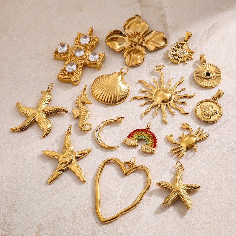 Stainless Steel Pendant Factory - Ocean Series Cross Necklace 18K Gold Plated