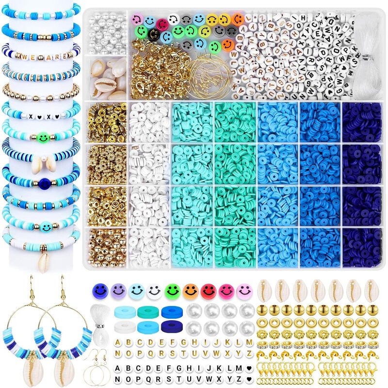 Polymer Clay Beads Factory - Round Rings Mixed Blue Slice Loose DIY