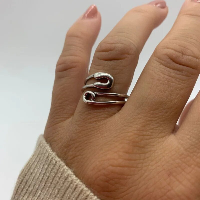 Safety Pin Ring Supplier - Chic Silvery Thumb Adjustable Paperclip Minimalist