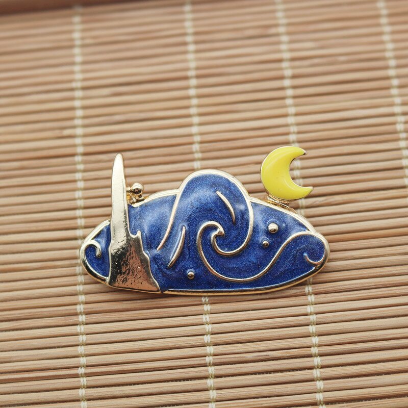 Van Gogh Brooch Factory - Wholesale Oil Painting Retro Pearl Star Moon Sunflower