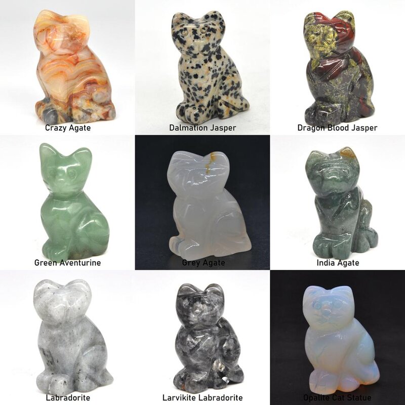 Gemstone Carving Supplier - Wholesale Natural Cat Statue Reiki Animals Figurines