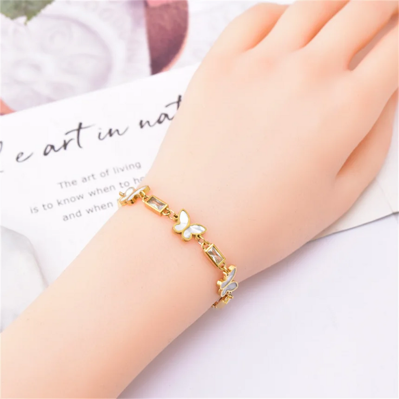 Stainless Steel Bracelet Factory - Simplicity Seashells Butterfly Charm Chain