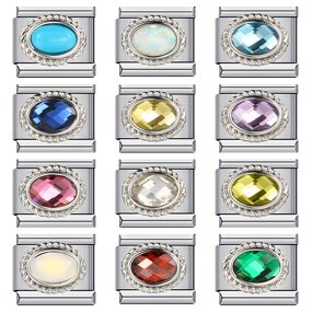 Italian Charm Bracelet Factory - Fashion 12 Birthstone Colorful Zirconia Links
