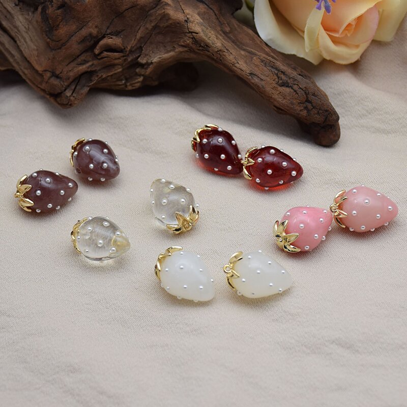 Strawberry Pendants Supplier - Fruit Charms Cute Bead DIY Material Pendant