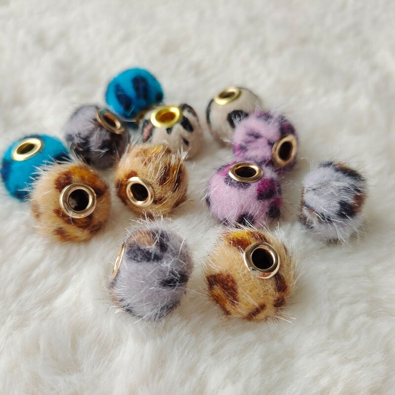 Fur Ball Beads Factory - Plush Covered Straight Hole Charms DIY Pompom