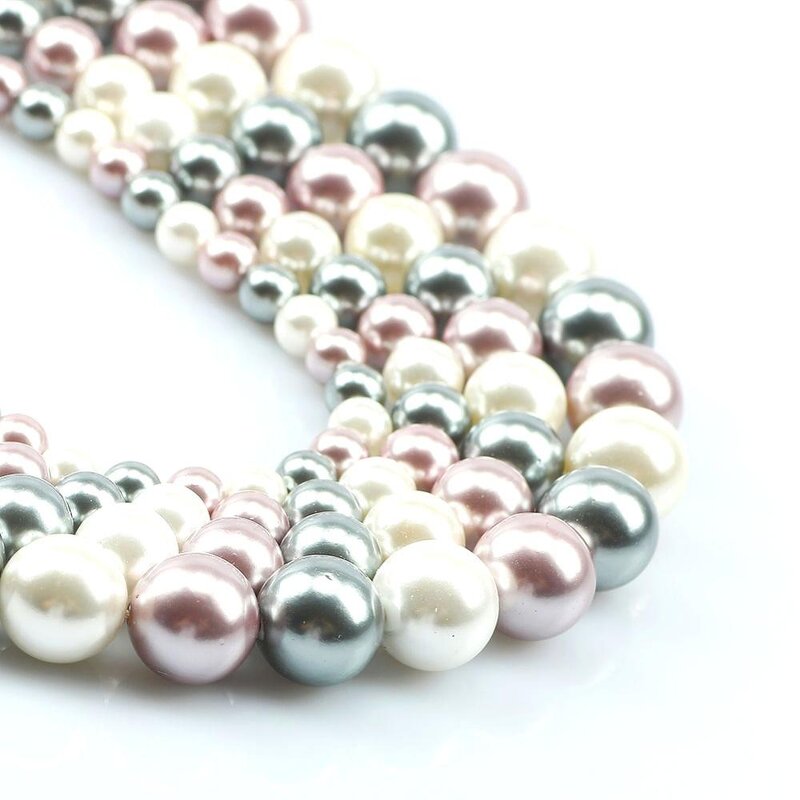 Spacer Beads Supplier - Smooth White Gray Purple Round DIY with Pearls