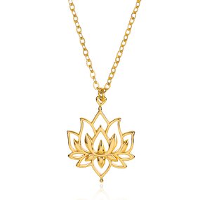 Yoga Lotus Necklace Factory - Women's Gold Plated Stainless Steel Link Chain