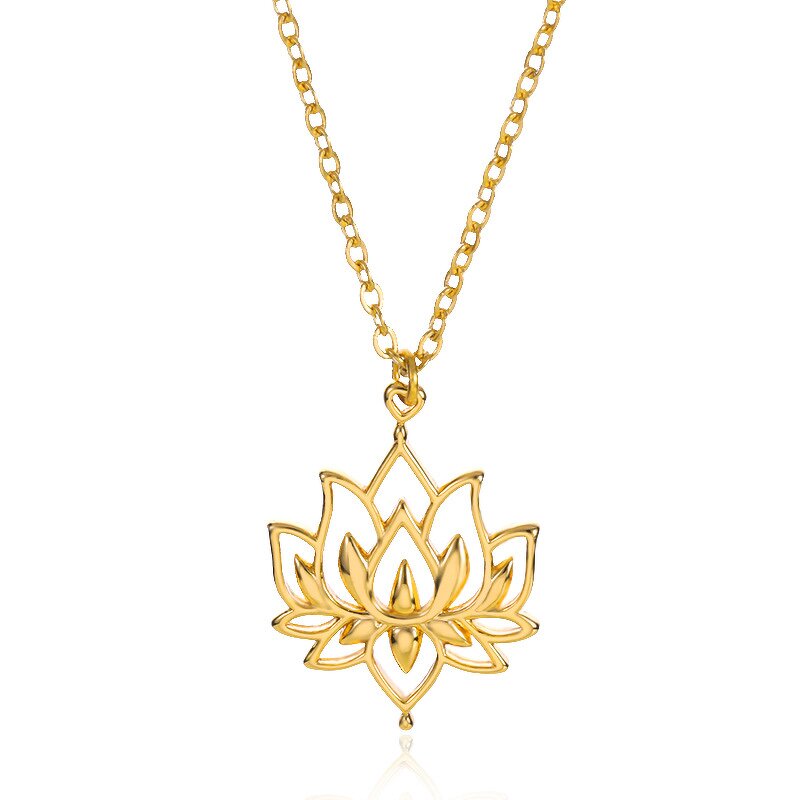 Yoga Lotus Necklace Factory - Women's Gold Plated Stainless Steel Link Chain