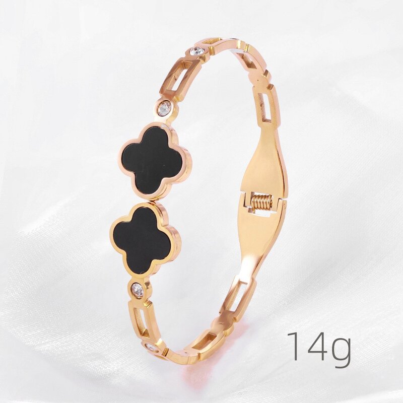 Five Leaves Clover Bracelet Factory - Gold Plated Stainless Steel Lucky Adjustable