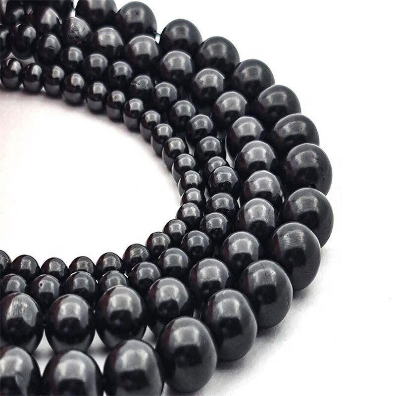 Natural Stone Beads Factory - Shungite Round Conductive Jewelry Making Wholesale