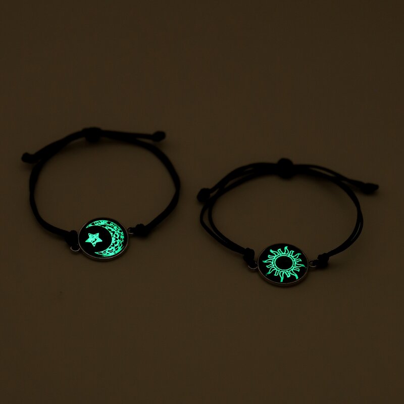 Sun Moon Bracelet Supplier - 2 Pcs Romantic Luminous Couple Handmade Braided
