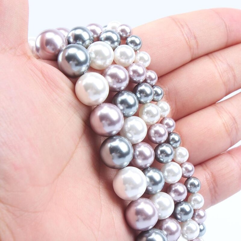 Spacer Beads Supplier - Smooth White Gray Purple Round DIY with Pearls
