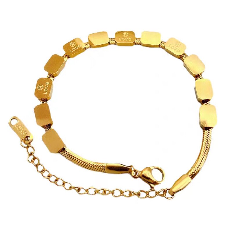 Gold Letter Necklace Factory - Luxury Feel Block Snake Bone Design High-End