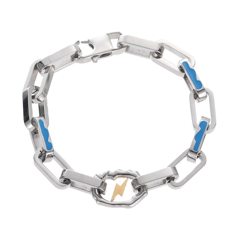 Lightning Bracelet Factory - Punk Street Thick Square Titanium Steel Mosaic