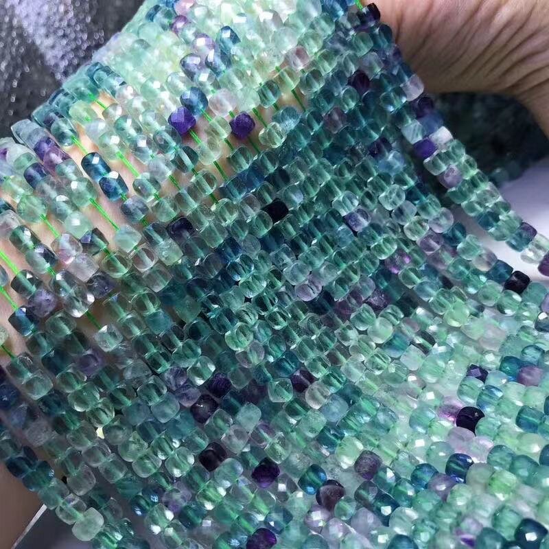 Fluorite Beads Factory - Natural Square Cube Faceted Jewelry Making