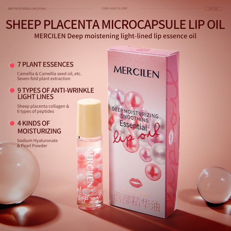 Mercilen Vegan Lip Oil Deep Moisturizing Anti-Wrinkle Lip Repair Essence Nourishing Care That Lightens Lip Lines