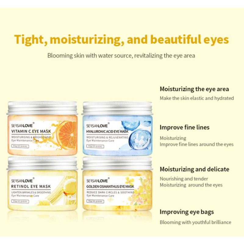Hot Selling Hyaluronic Acid Eye Mask Vitamin C Retinol Osmanthus Fragrans Sheet Patch Skin Care and Anti-aging Eye Mask