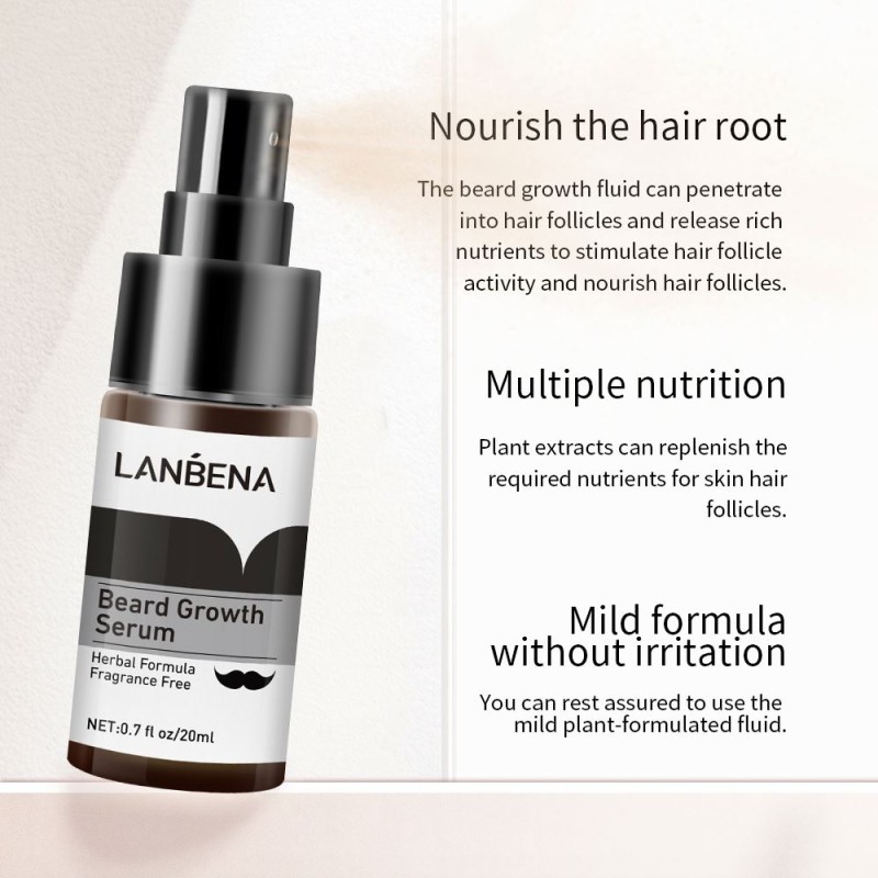 LANBENA Natural Herbal Best Beard Growth Oil Moisturizer Spray for Nourishing Thicken and Fuller Beards Growth Oil
