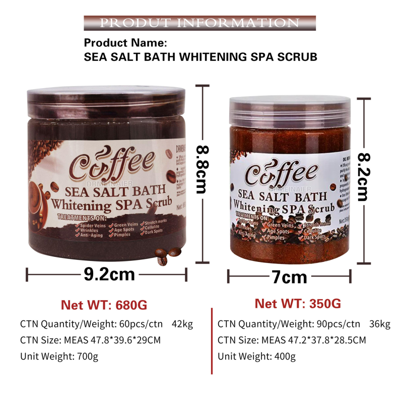 350g Coffee Wet Salt Bath Scrub Cream Form Moisturizing Exfoliating Chicken Skin and Dead Skin Remove Body Scrub