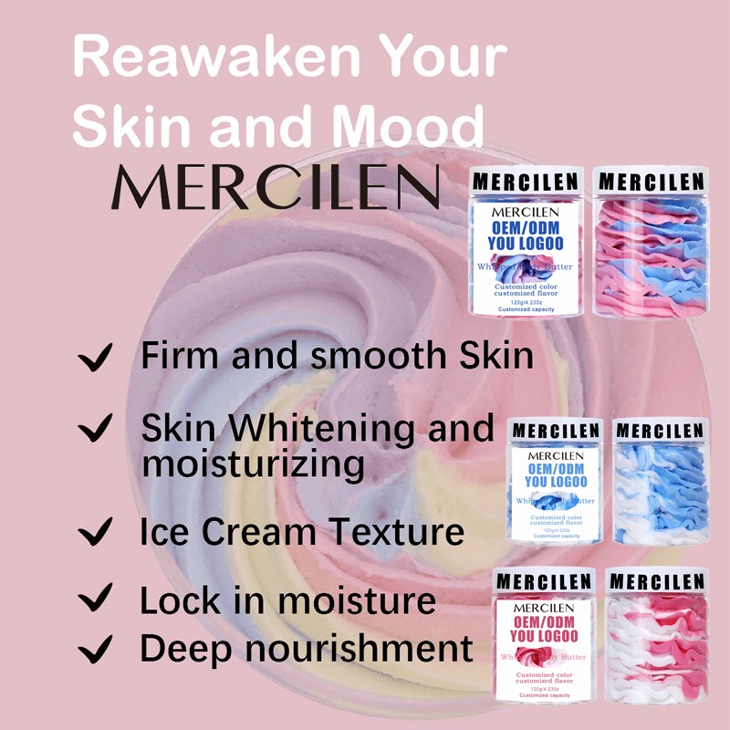 MERCILEN Brand Whipped Natural Rainbow Body Butter Cream Vegan Moisturizing Whitening Skin Care Organic Fruit Body Butter