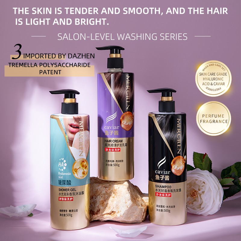 Caviar Extract Repair Smoothing Hair Care Set Strengthening Provide Bath Professional Organic Shampoo and Conditioner Set