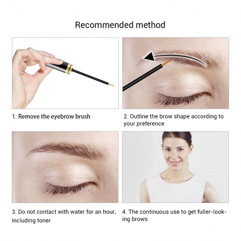 LANBENA Liquid Eyebrow Growth Enhancer Serum Eye Brow Gel for Thicker Brows Labeling Pattern Brush Tube