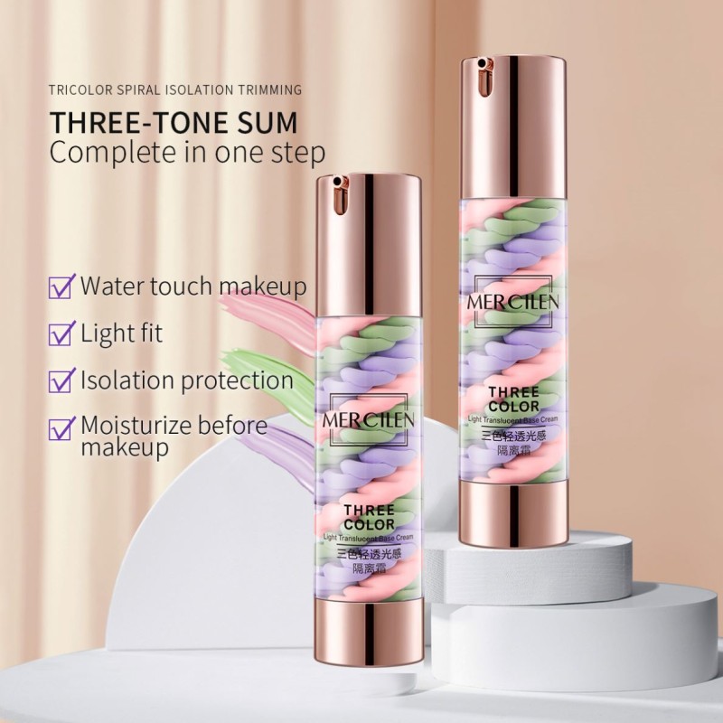 MERCILEN Whitening Liquid Make-Up Base 3-Color Concealer Cream Waterproof Priming Natural Ingredients Foundation Priming Cream