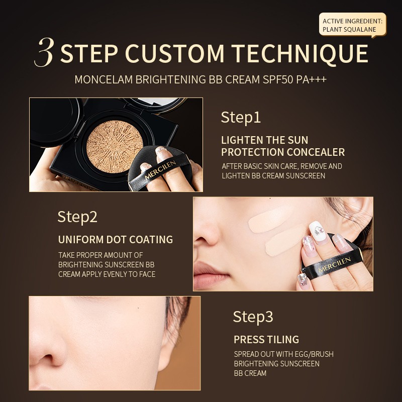 MERCILEN Long-Lasting BB Cream Foundation Brightening Oil Control with Whitening Sunscreen Moisturizer Beauty Multiple BB Cream