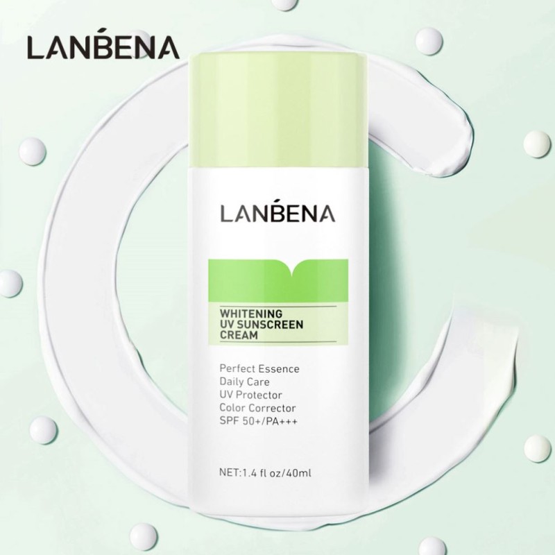 LANBENA Refreshing Green UV Sunscreen Brightening Cream Spf 50 PA+++ for Face Care