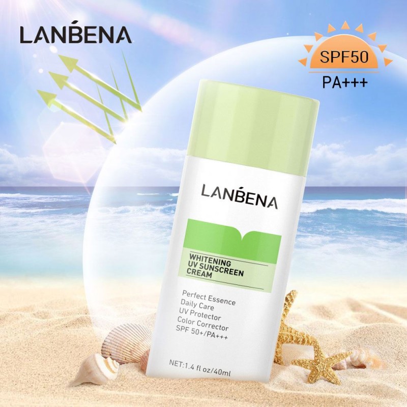 LANBENA Refreshing Green UV Sunscreen Brightening Cream Spf 50 PA+++ for Face Care