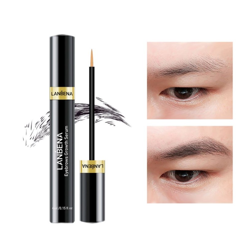 LANBENA Liquid Eyebrow Growth Enhancer Serum Eye Brow Gel for Thicker Brows Labeling Pattern Brush Tube