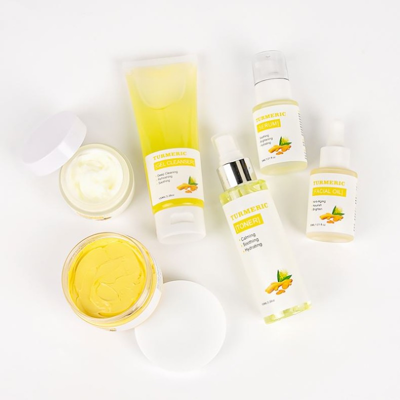 OEM Private Label Anti-Aging Anti-Acne Vegan Skin Care Gift Set Organic Turmeric & Hyaluronic Acid Brightening Ingredients