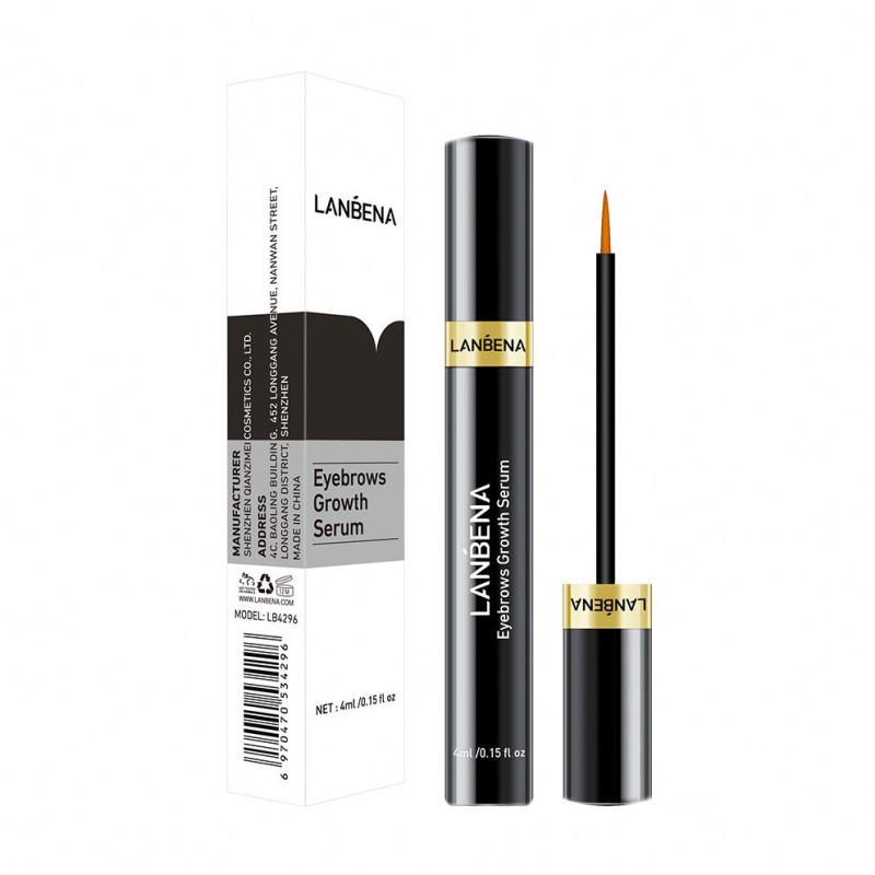 LANBENA Liquid Eyebrow Growth Enhancer Serum Eye Brow Gel for Thicker Brows Labeling Pattern Brush Tube